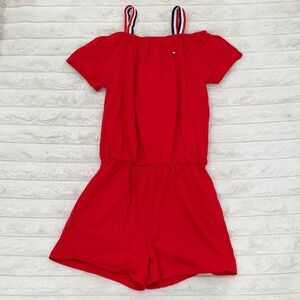 Tommy Hilfiger Never Worn Kids Red Romper with Striped Straps